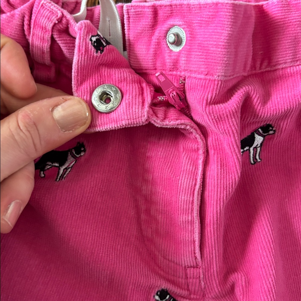 Lilly Pulitzer Y2K Pink Corduroy Flare Embroidered Terrier Pants, Size 6 - Picture 5 of 7